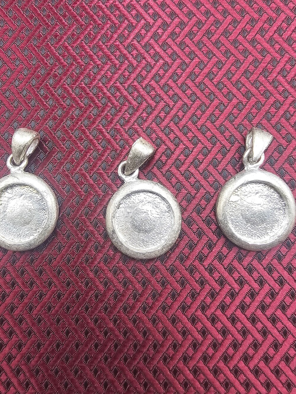 Set of 3 Round Silver Tone Charm Blanks